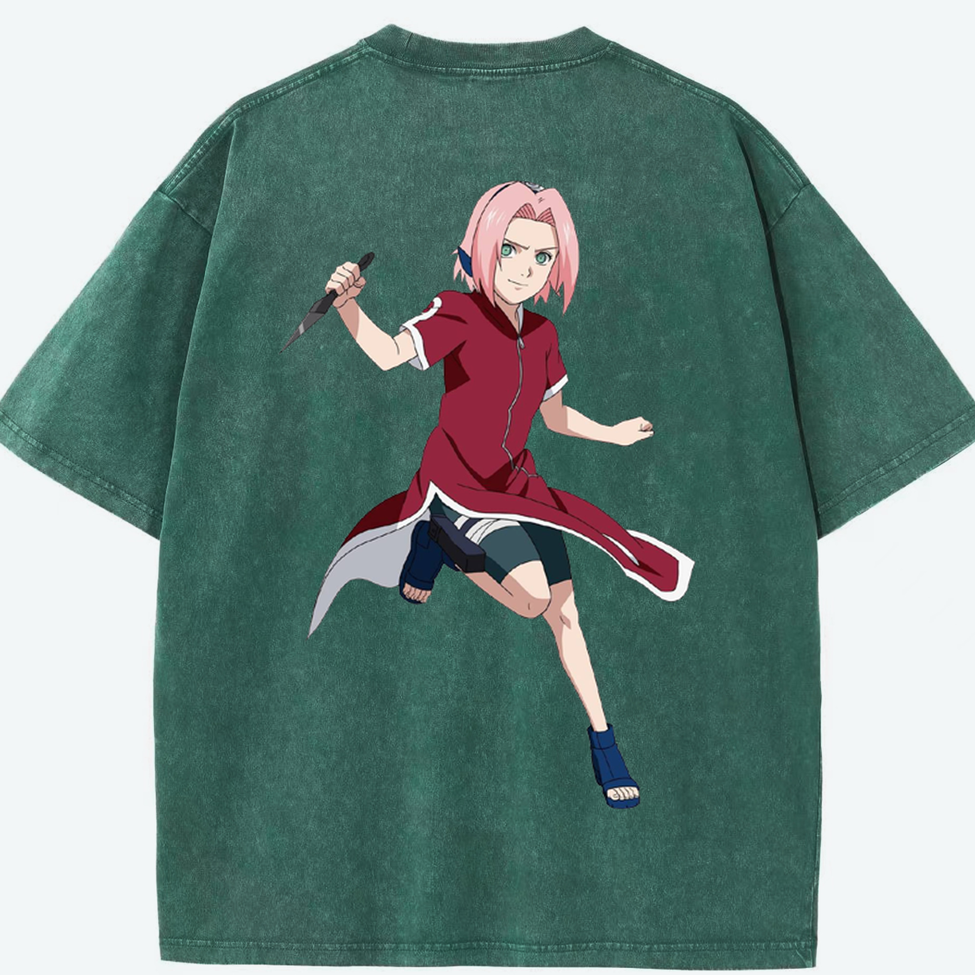 （画像用） NARUTO -ナルト- 春野サクラ Haruno Sakura 綿100% ヴィンテージ風 半袖Tシャツ（背面プリント）